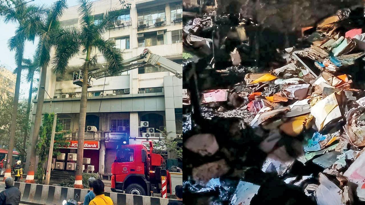 ઘાટકોપરના કૈલાસ પ્લાઝા કૉમ્પલેક્સમાં ગઈ કાલે અચાનક આગ લાગી હતી જેમાં ઑફિસોમાં રાખવામાં આવેલા કમ્પ્યુટરો સહિતનો સામાન બળી ગયો હતો.