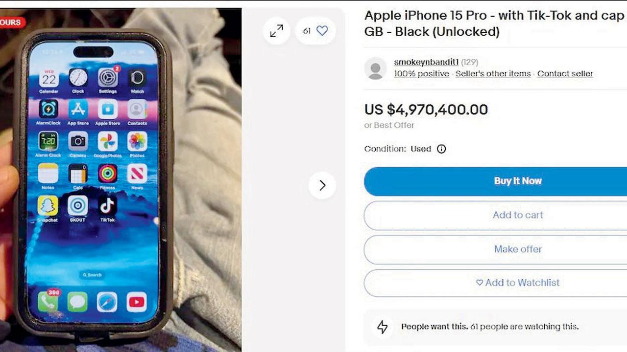 eBay પર ઘણા યુઝર્સે જેના પર ટિકટૉક ઍપ ડાઉનલોડ કરી હોય એવા યુઝ્‍ડ આઇફોન વેચવા મૂક્યા.