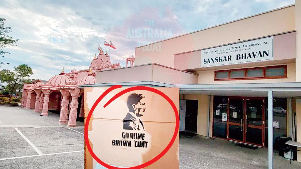 મેલબર્નમાં આવેલા સ્વામીનારાયણ મંદિરની દીવાલ પર ગ્રૅફિટી દ્વારા ભારતીયો વિરુદ્ધ નફરત પ્રગટ કરવામાં આવી