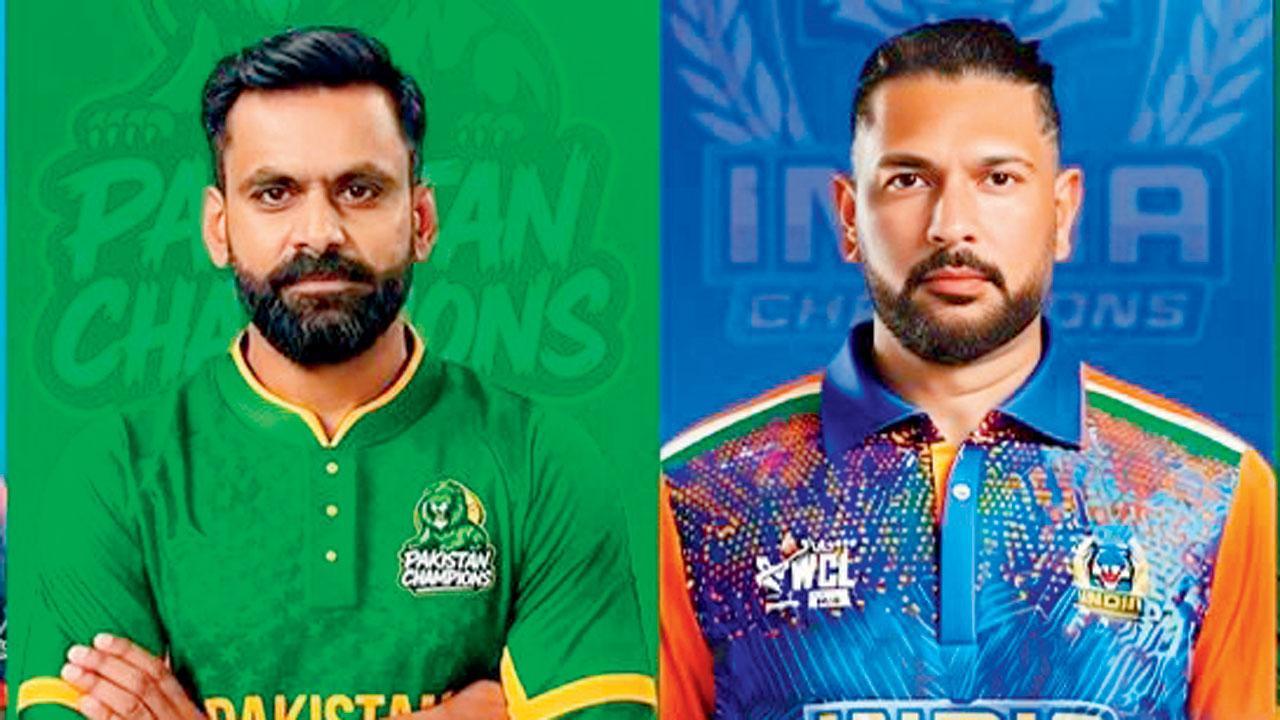 ઇન્ડિયા ચૅમ્પિયન્સનો કૅપ્ટન યુવરાજ સિંહ અને પાકિસ્તાન ચૅમ્પિયન્સનો કૅપ્ટન મોહમ્મદ હાફિઝ.