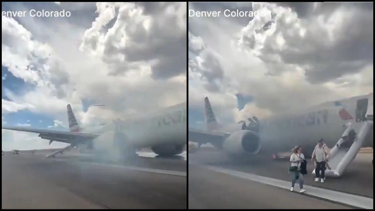 ડેનવર ઇન્ટરનેશનલ ઍરપોર્ટ પર અમેરિકન ઍરલાઇન્સની ફ્લાઇટમાં આગ (તસવીર સૌજન્ય: સોશિયલ મીડિયા)