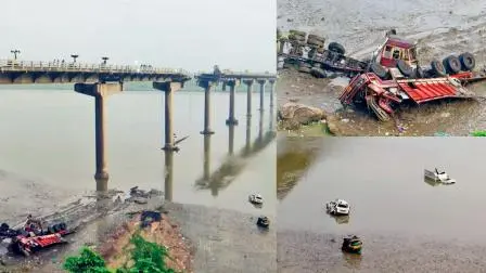 ગઈ કાલે પણ મહિસાગર નદીમાં ગંભીરા બ્રિજ પરથી પડેલાં વાહનોને બહાર કાઢવાની કામગીરી ચાલુ હતી.