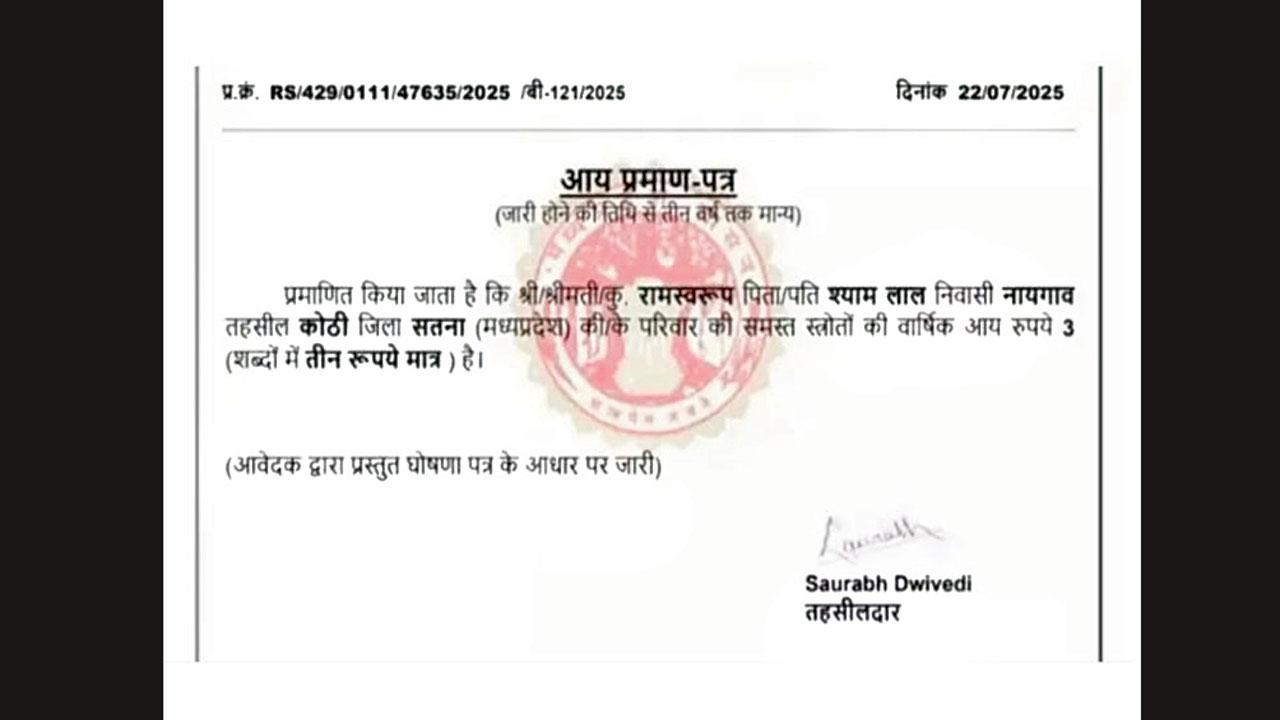 આવકના પ્રમાણપત્ર