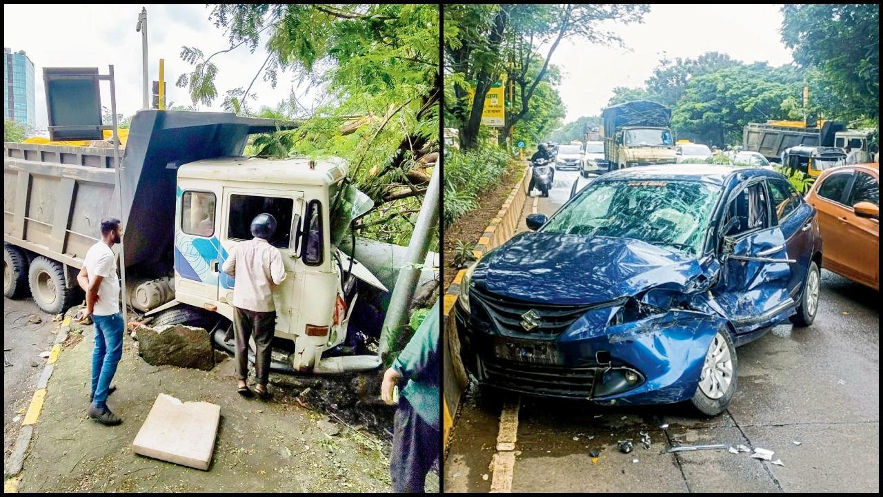 એક ડમ્પર ડ્રાઇવરે અડફેટે લેતાં થયેલા અકસ્માતમાં પિતા-પુત્ર બન્ને ઘાયલ થયા હતા