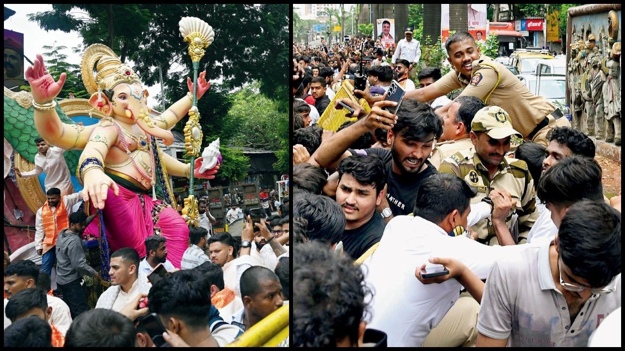 ગઈ કાલે પરેલમાં સર્જાયેલી ધક્કામુક્કીની પરિસ્થિતિ.તસવીરો : આશિષ રાજે