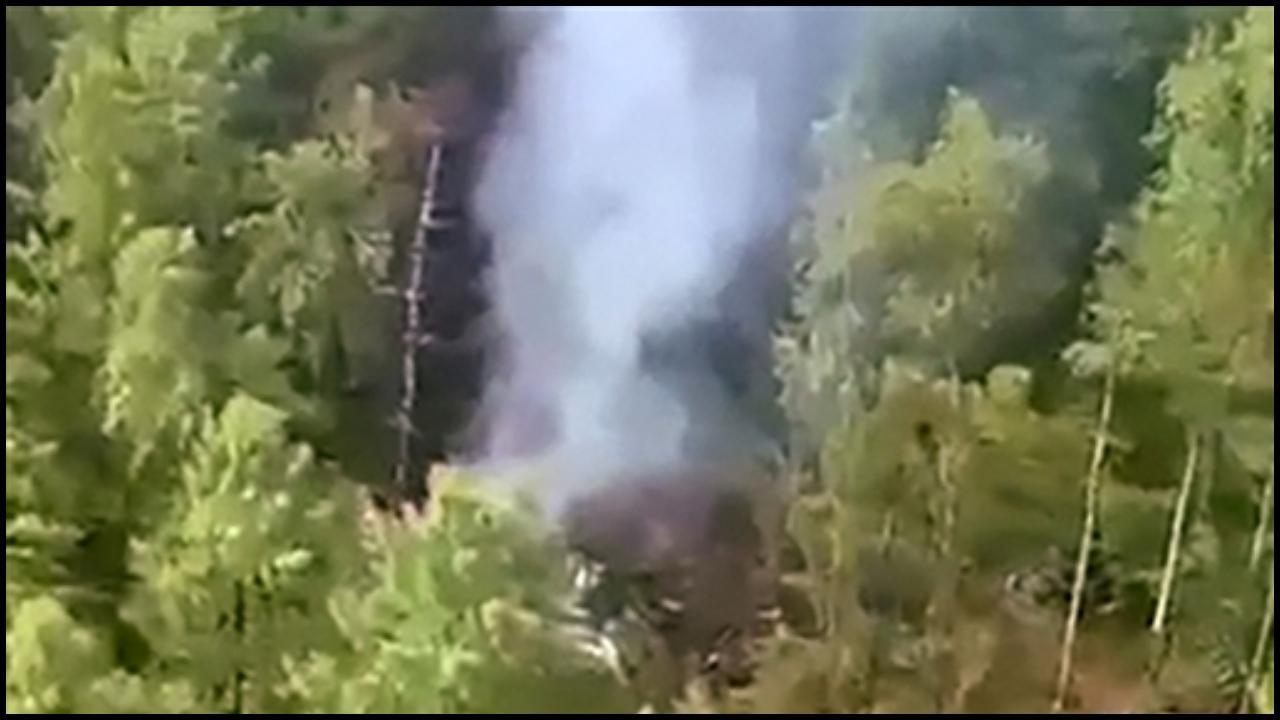 વિમાનના સળગતા ભાગો (તસવીર સૌજન્ય: એજન્સી)