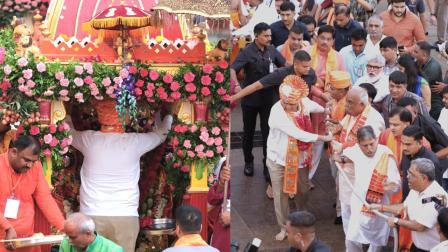 અમદાવાદમાં જગન્નાથજીની ૧૪૮મી રથયાત્રામાં પહિંદ વિધિ કરી રથને નગરચર્યા માટે પ્રસ્થાન કરાવતાં મુખ્યમંત્રી શ્રી ભૂપેન્દ્ર પટેલ