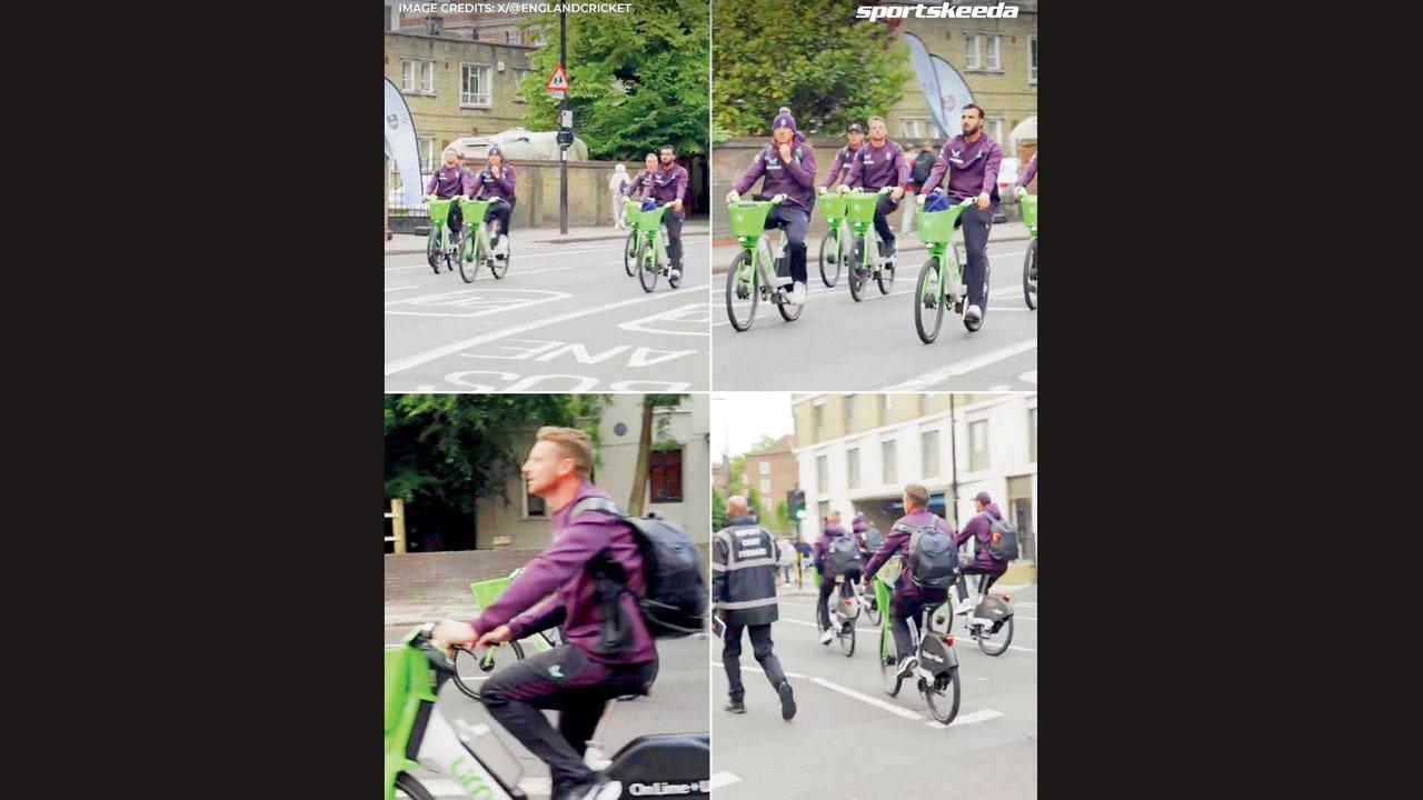 રેન્ટલ સાઇકલ ચલાવીને સ્ટેડિયમ પહોંચી અંગ્રેજ ટીમ.