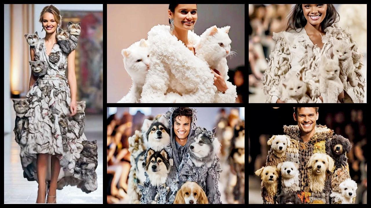 મહિલા મૉડલોએ જાણે જીવતીજાગતી બિલાડીઓ કપડાંમાં ભરાવી હોય એવો ભાસ થાય છે