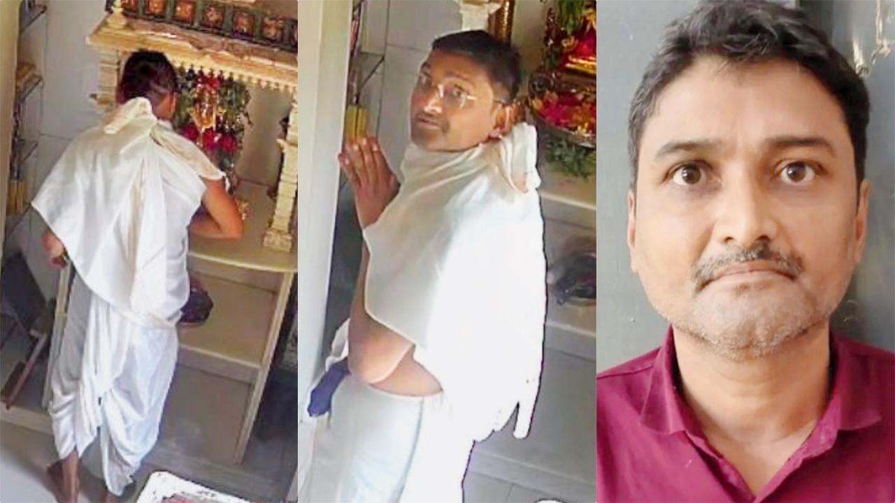 શ્રાવકનાં કપડાંમાં ઘાટકોપરના ઘર-દેરાસરમાંથી ચોરી કરી જનારો આરોપી અને ઘર-દેરાસરોની ચોરીના અનેક કેસમાં સામેલ નરેશ જૈન.