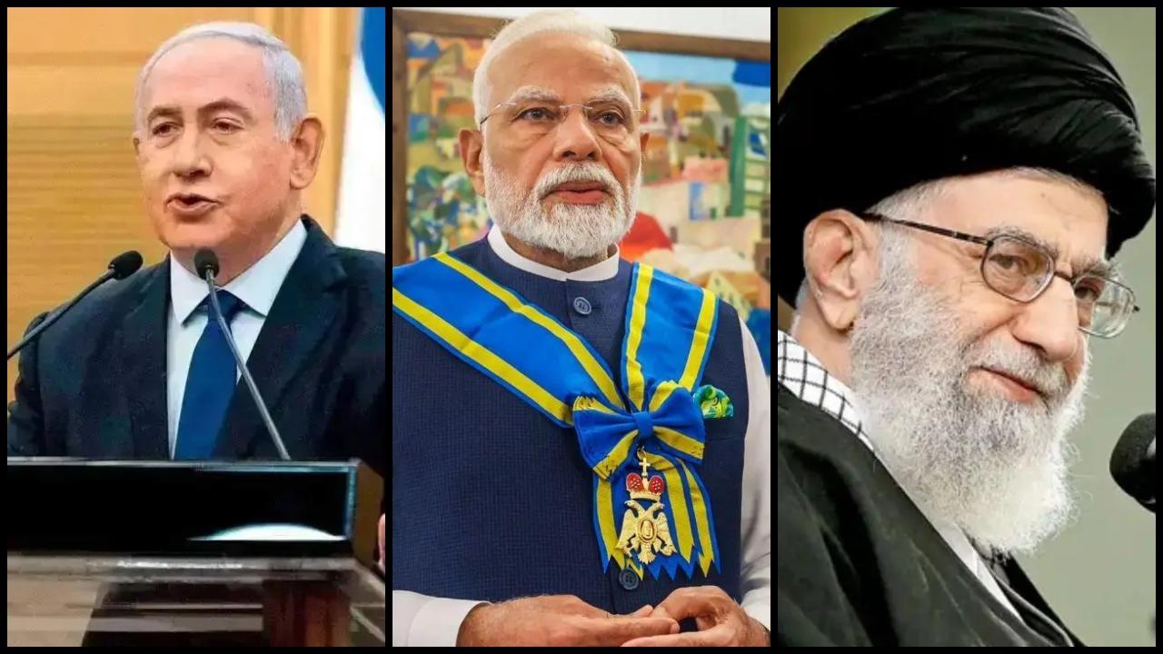 નેતનયાહૂ, નરેન્દ્ર મોદી અને અલી ખામએની ફાઇલ તસવીર (સૌજન્ય: મિડ-ડે)