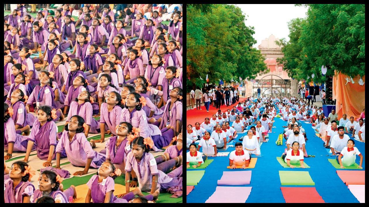 વિશાખાપટનમમાં જ ૨૨,૧૨૨ આદિવાસી સ્ટુડન્ટ‍્સે ૧૦૮ મિનિટમાં એકસાથે ૧૦૮ સૂર્યનમસ્કાર કરીને ગિનેસ વર્લ્ડ  રેકૉર્ડ સરજ્યો, વડનગરમાં શર્મિષ્ઠા તળાવના કિનારે ૨૧૨૧ લોકોએ ભુજંગાસન કરીને ગિનેસ વર્લ્ડ રેકૉર્ડ બનાવ્યો