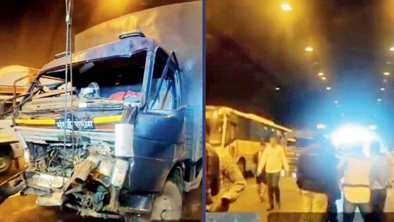 મુંબઈ-પુણે એક્સપ્રેસવે પર પોલીસના કાફલાનાં વાહનોની એકમેક સાથે ટક્કર