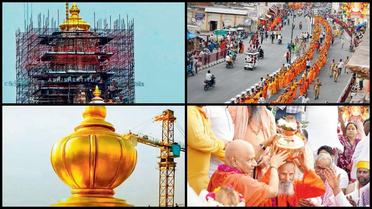 અયોધ્યામાં રામલલાના મંદિરના શિખર પર સોનાજડિત કળશ સ્થાપિત કરવામાં આવ્યો