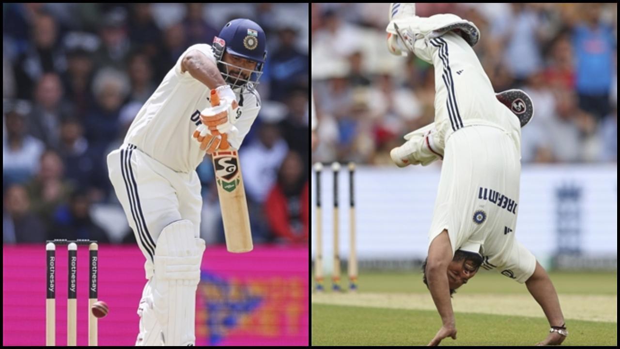 રિષભ પંત 100 સેલિબ્રેટ કરવા માટે કરતબ કરતો જોવા મળ્યો (તસવીર: એજન્સી)