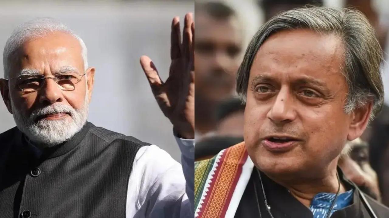 PM નરેન્દ્ર મોદી અને શશી થરૂર (ફાઇલ તસવીર સૌજન્ય: મિડ-ડે)