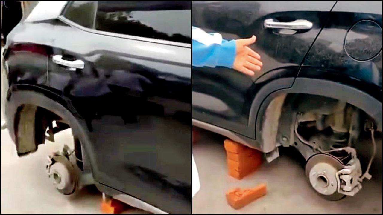 દિલ્હીમાં રસ્તા પર પાર્ક કરાયેલી કારનાં ચારેય વ્હીલ ચોરાઈ ગયાં