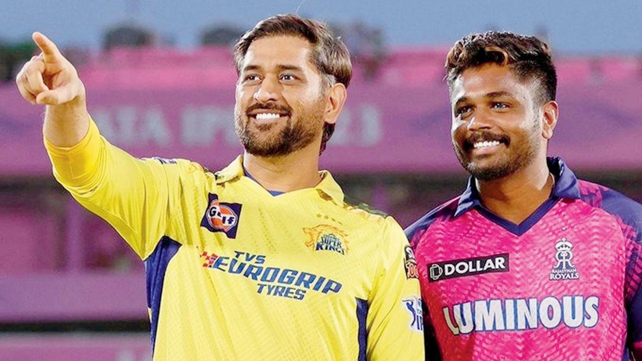 ચેન્નઈ સુપર કિંગ્સનો કૅપ્ટન મહેન્દ્ર સિંહ ધોની અને રાજસ્થાન રૉયલ્સનો કૅપ્ટન સંજુ સૅમસન.