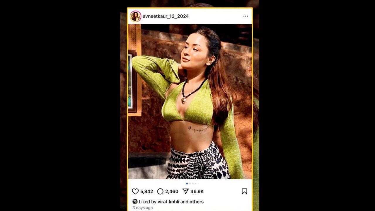 અવનીત કૌરના ફૅનપેજની પોસ્ટ