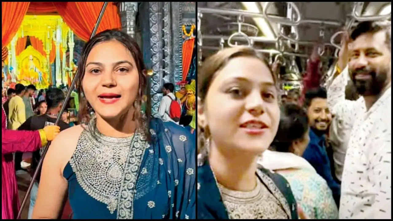 મુંબઈમાં ગણપતિદર્શન કરતી અને લોકલ ટ્રેનમાં પ્રવાસ કરતી જ્યોતિ મલ્હોત્રા.