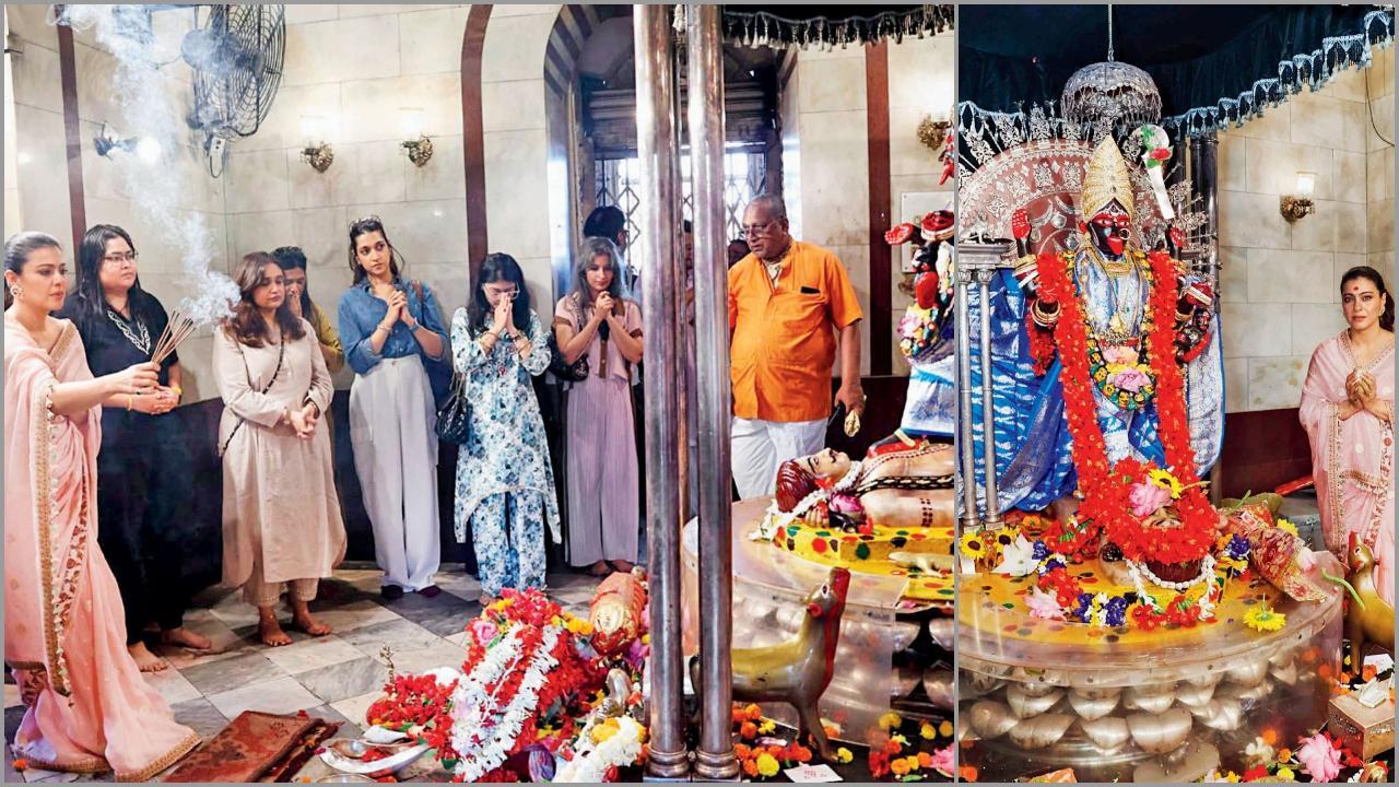 કાજોલે કલકત્તાના પવિત્ર દક્ષિણેશ્વર કાલી મંદિરમાં માં કાલીના આશીર્વાદ લેવા પ્રાર્થના કરી હતી