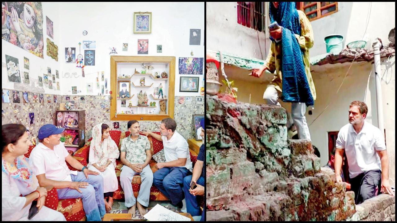 ગઈ કાલે પૂંછમાં પાકિસ્તાની ગોળીબારથી પ્રભાવિત વિસ્તારમાં અને જીવ ગુમાવનાર વિહાન ભાર્ગવના પરિવાર સાથે રાહુલ ગાંધી.