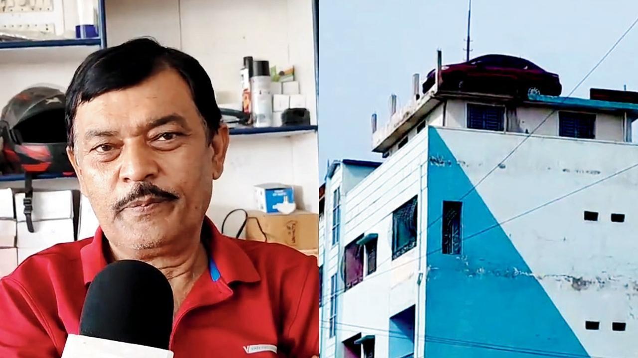 સંજય શર્માએ પોતાના બોકારો ગામના ઘરની છત પર મનગમતી કારનું મૉડલ ઇન્સ્ટૉલ કરાવ્યું