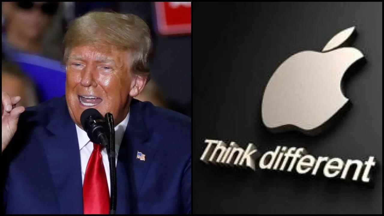 ડોનલ્ડ ટ્રમ્પ, ઍપલ કંપનીનો લોગો (ફાઇલ તસવીર સૌજન્ય: મિડ-ડે)