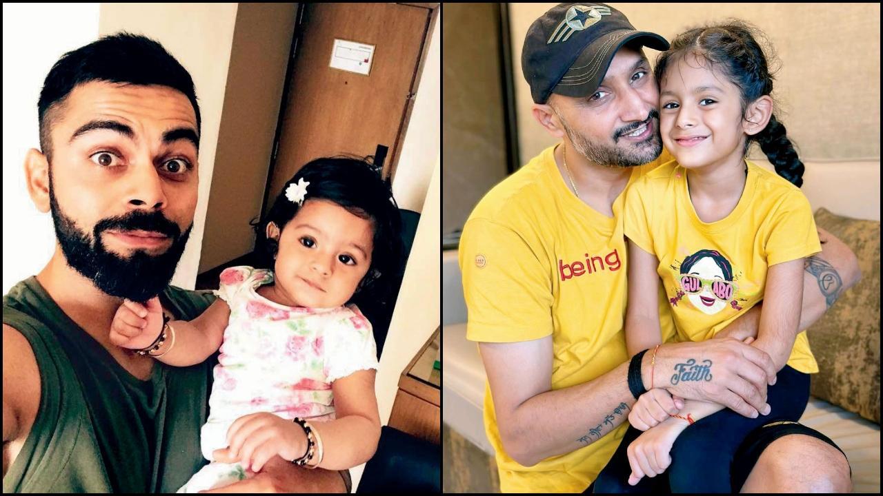 વિરાટ કોહલી સાથે ભજ્જીની દીકરી હિનાયાનો ફાઇલ ફોટો.