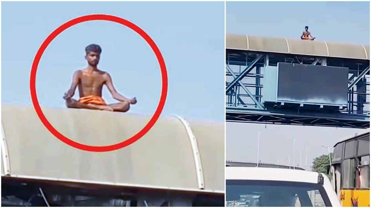 મંદિર, પહાડ કે ગુફામાં નહીં; ફુટ ઓવર બ્રિજની છત પર મેડિટેશન કરી શકે એ મહાયોગી