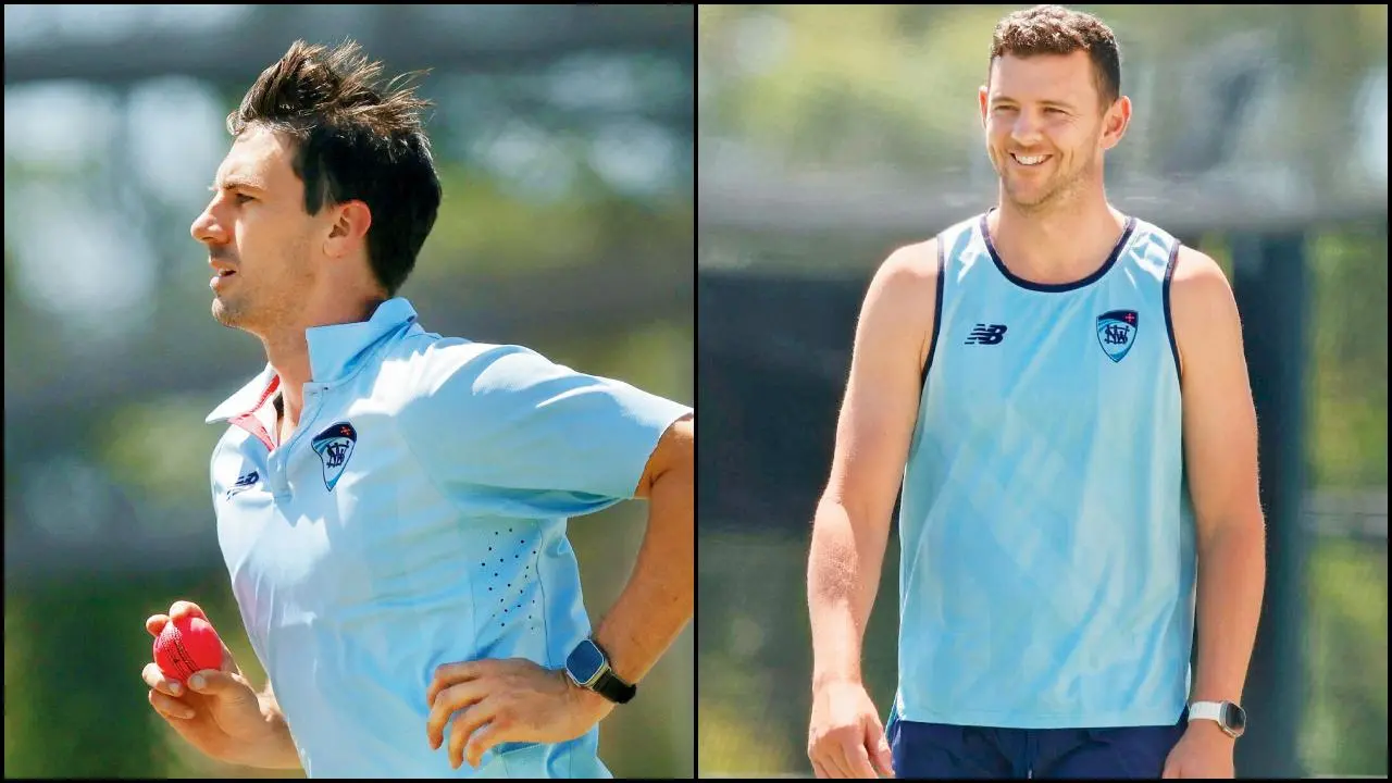 પૅટ કમિન્સ પીઠ અને જોશ હેઝલવુડ