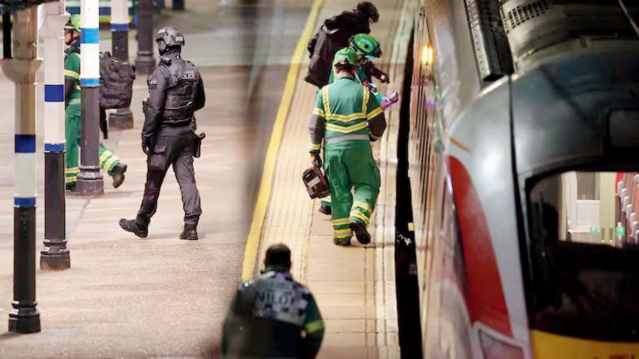 હંટિંગ્ડન રેલવે-સ્ટેશન પર શનિવારે રાતે ઘટનાની તપાસમાં લાગેલી પોલીસ અને ફૉરેન્સિક ટીમ