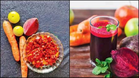 આમળાં, ગાજર અને બીટમાંથી બનાવેલું જૂસ અને અથાણું