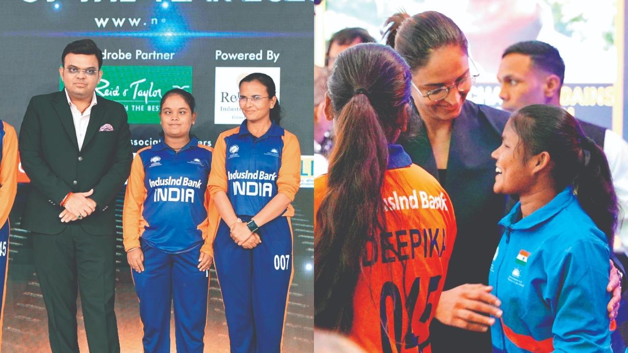 ચૅમ્પિયન બ્લાઇન્ડ વિમેન પ્લેયર્સને મળ્યાં જય શાહ અને કૅપ્ટન હરમનપ્રીત કૌર