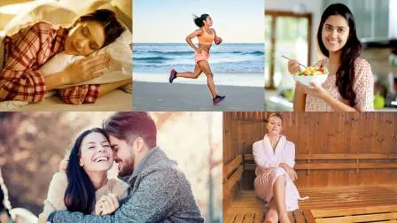 રેસ્ટ ઍન્ડ રિકવરી, એક્સરસાઇઝ, ડાયટ, રિલેશનશિપ્સ, સૉના ઍન્ડ હીટ થેરપી