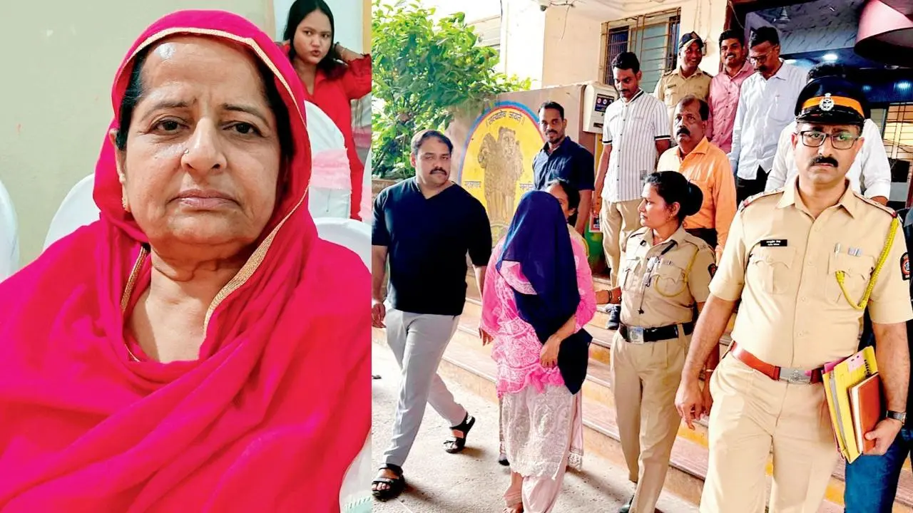 જીવ ગુમાવનાર શહનાઝ કાઝી (ડાબે), પોલીસ સાથે આરોપી મહિલા