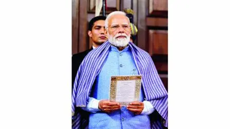 ગઈ કાલે સંવિધાન સદનના સેન્ટ્રલ હૉલમાં સંવિધાન દિવસની ઉજવણી દરમ્યાન નરેન્દ્ર મોદી.