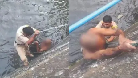 પોલીસની કર્તવ્યનિષ્ઠા : નાળામાં ઊતરીને અકસ્માતે લપસી પડેલા પુરુષને બચાવ્યો