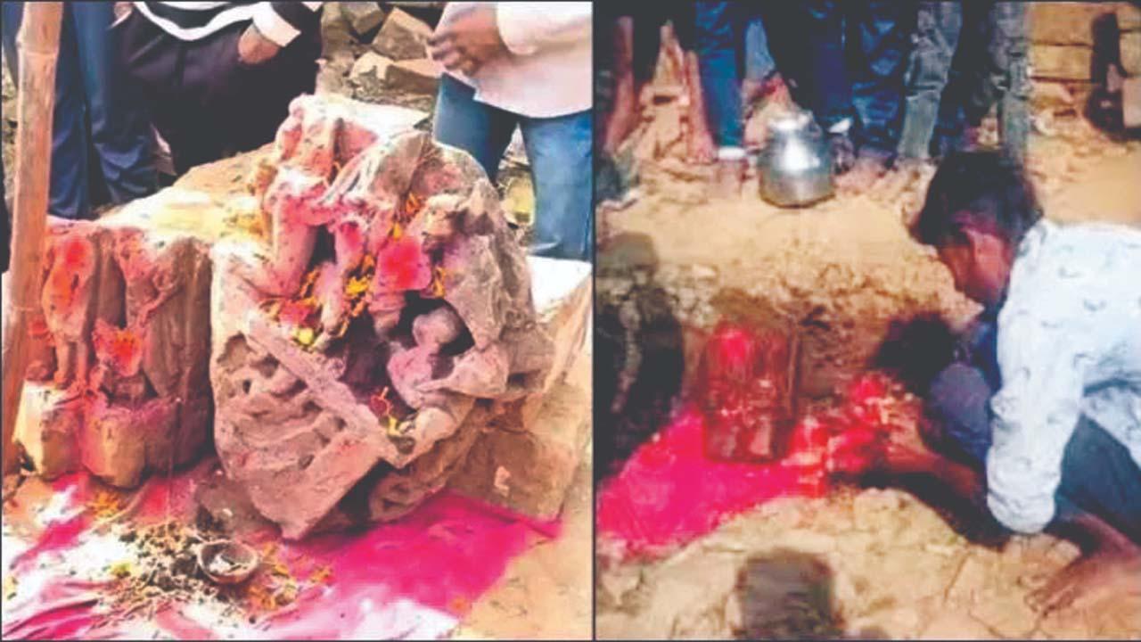 ખોદકામ ચાલી રહ્યું હતું ત્યારે ખોદકામ વખતે ભૂગર્ભમાંથી ભગવાન રામની મૂર્તિઓ મળી આવી