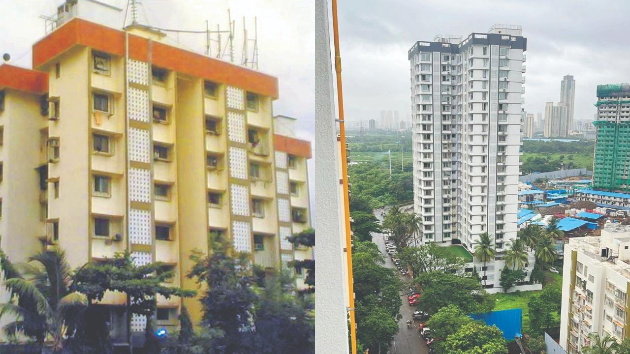 મુલુંડની પૂર્વરંગ સોસાયટીની સેલ્ફ-રીડેવલપમેન્ટ પહેલાં અને પછીની તસવીર