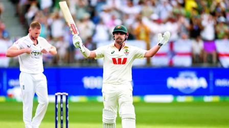 ટ્રૅવિસ હેડે ૧૬ ફોર અને ૪ સિક્સરના મદદથી ૬૯ બૉલમાં સદી ફટકારીને શાનદાર ઉજવણી કરી. કાંગારૂઓની બેટિંગને કારણે પરેશાન જોવા મળ્યા ઇંગ્લૅન્ડનો કૅપ્ટન બેન સ્ટોક્સ અને સાથી પ્લેયર્સ.