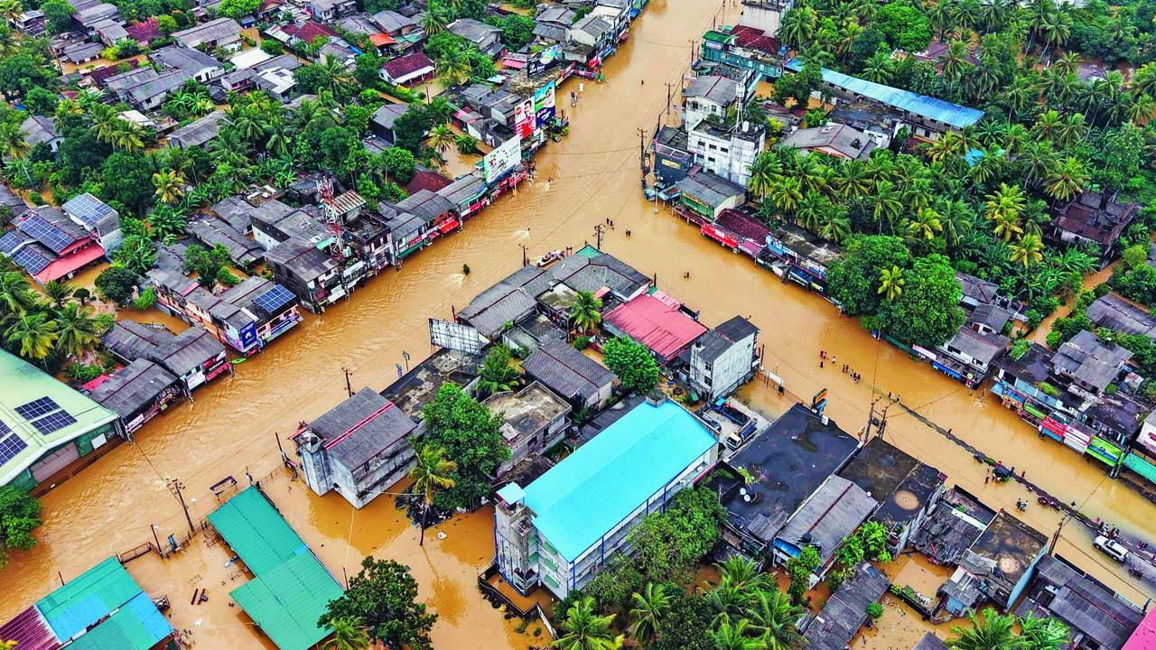 શ્રીલંકાના કોલંબોની આસપાસનો જળમગ્ન  વિસ્તાર.