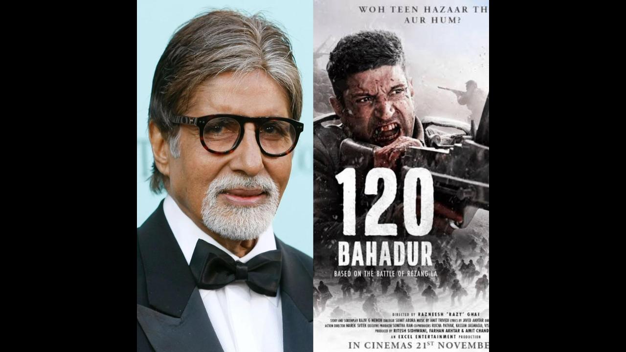 અમિતાભ બચ્ચન અને `120 બહાદુર` ફિલ્મ પોસ્ટર (તસવીર સૌજન્ય: PR)