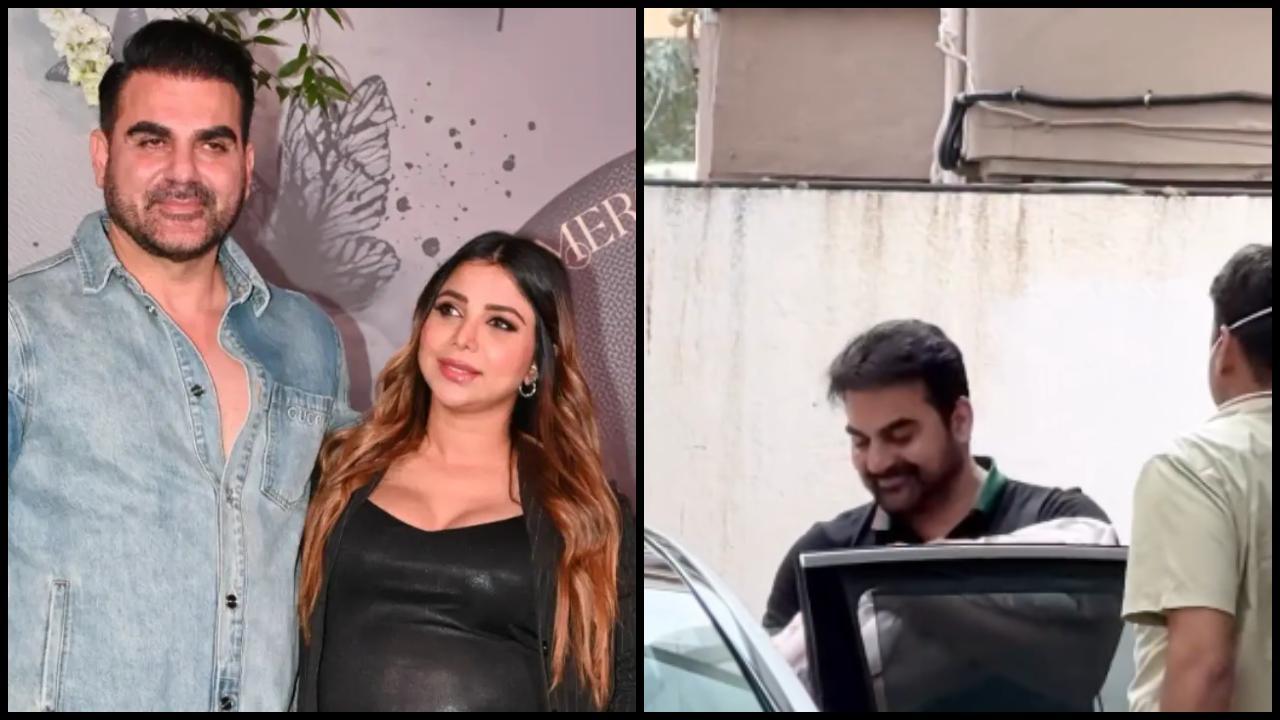 અરબાઝ અને શૂરા ખાન (ડાબે) અને અરબાઝ તેની દીકરી સાથે પહેલી વખત જાહેરમાં દેખાયો