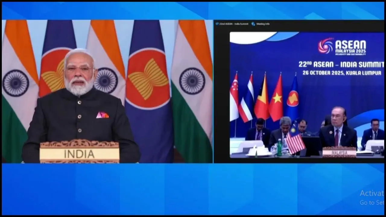 ASEAN સમિટમાં વડા પ્રધાન મોદીનું સંબોધન (તસવીર સૌજન્ય: સોશિયલ મીડિયા)