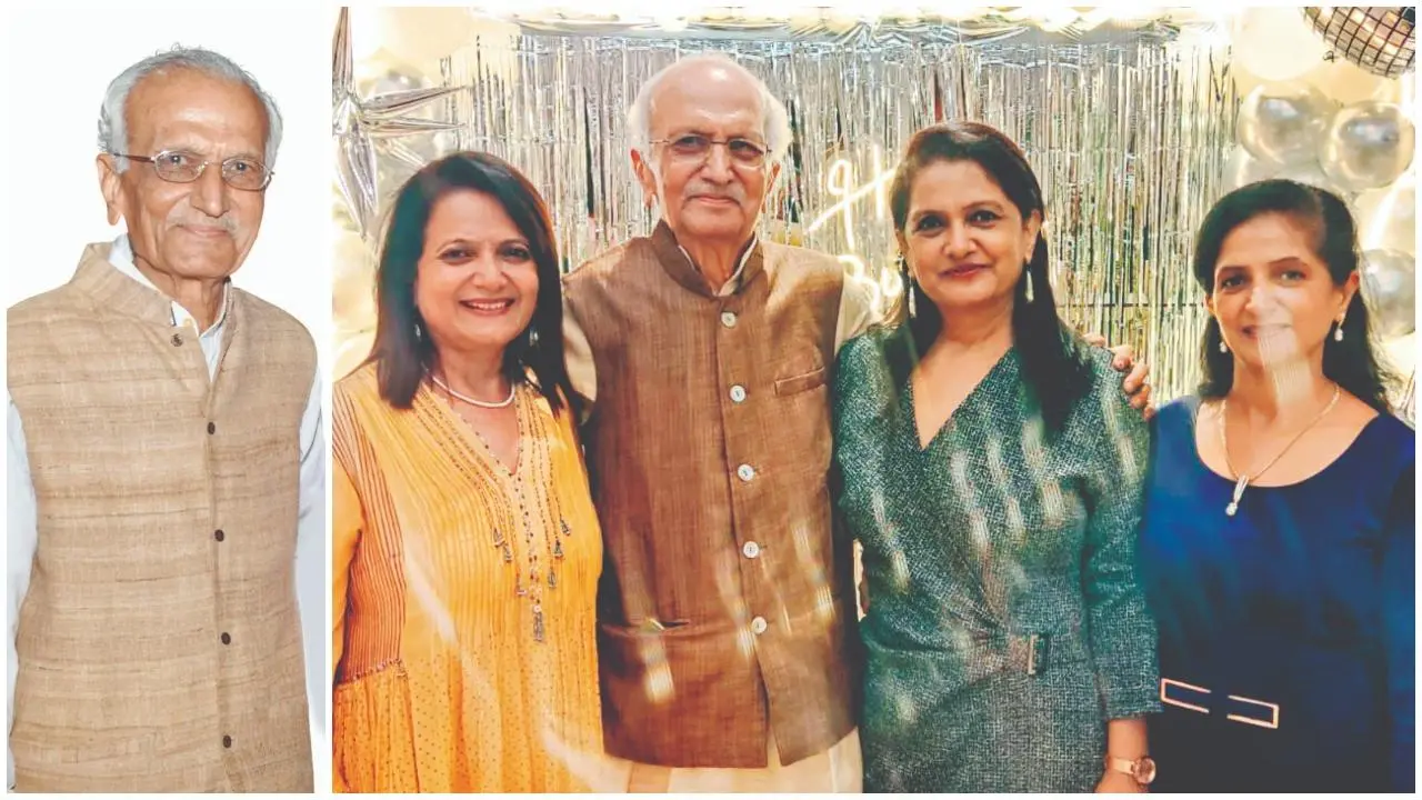 ત્રણેય દીકરીઓ સાથે વસંત મહેતા.