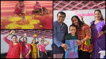 ઉજવણીના ભાગ રૂપે, મહિલાઓ અહીં પોતે શણગારેલી ગરબી પણ લાવ્યા હતા.