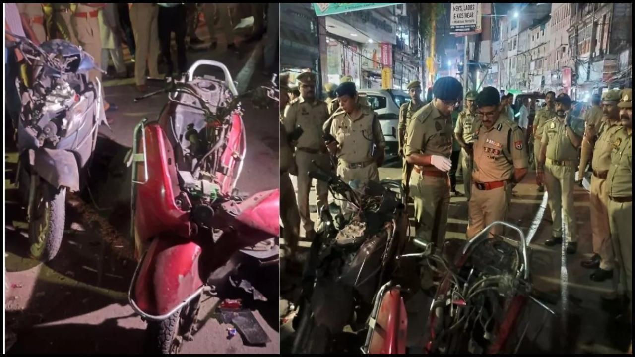 પાર્ક કરેલા બે સ્કૂટરમાં ભયાનક વિસ્ફોટ (તસવીર સૌજન્ય: સોશિયલ મીડિયા) 