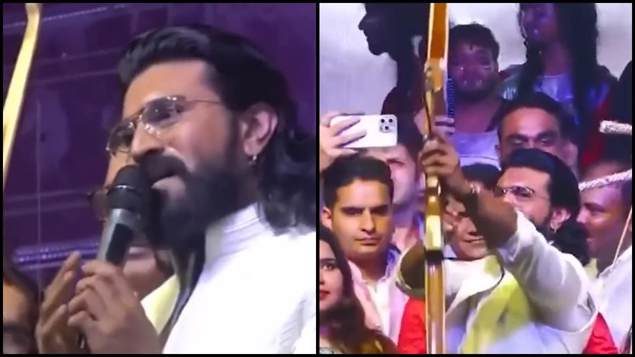 દિલ્હીમાં દશેરાના તહેવાર પર `RRR` સ્ટાર રામ ચરણે રાવણ દહન કર્યું (સૌજન્ય: મિડ-ડે)