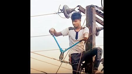 વિડિયોમાં ભાઈસાહેબ થાંભલે ચડીને વાયરો કાપી નાખતા નજરે પડે છે